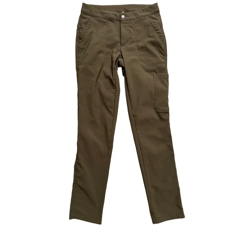 Columbia fleece lined softshell pants forest green hiking outdoor straight leg 6